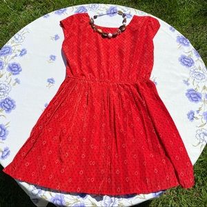 Forever21 pleated red black&white paisley large wear either side woman’s dress